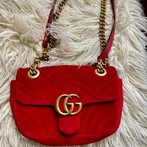 GG Marmont Flap Bag Matelasse Velvet Small  worn once